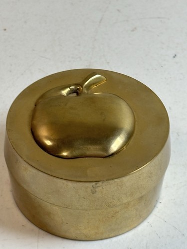 Brass round trinket box - trinket,